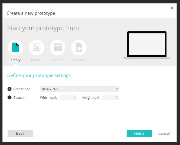 Justinmind tool interface
