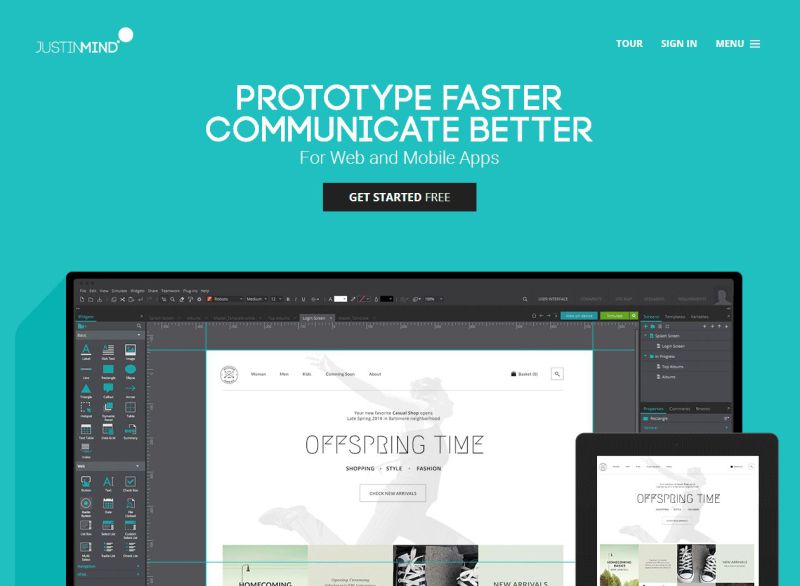 App prototyping in Justinmind