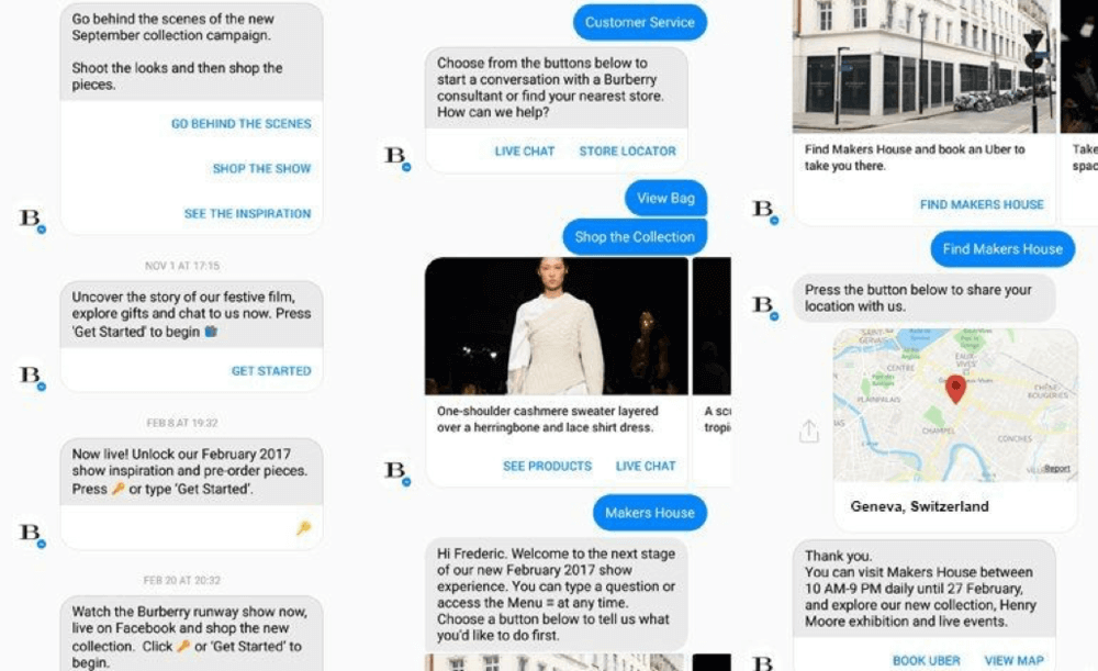 Burberry Facebook chatbot