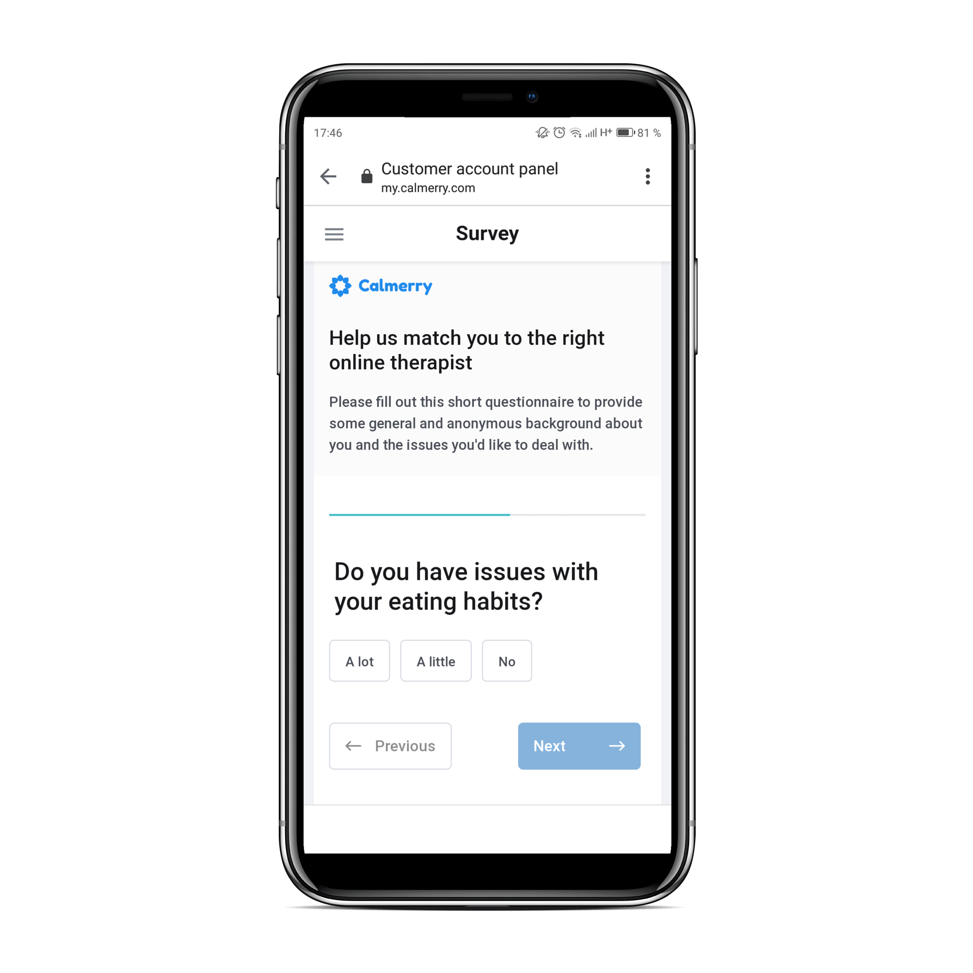 calmerry mobile app for patients