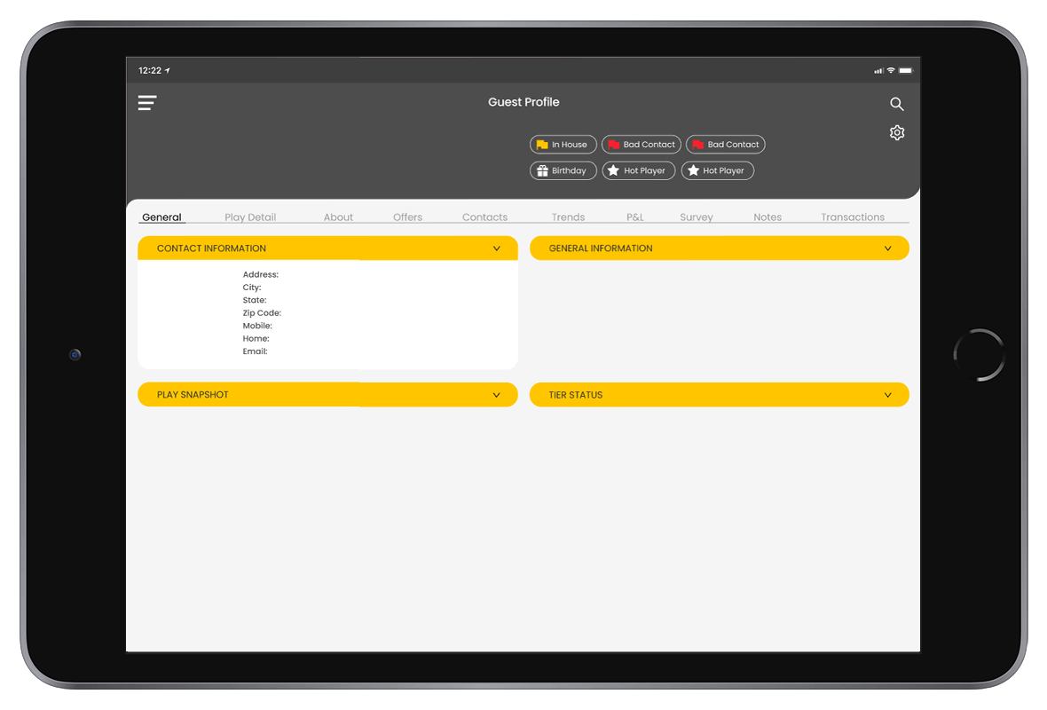guest profile casino management application
