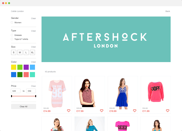 ecommerce website development search filters